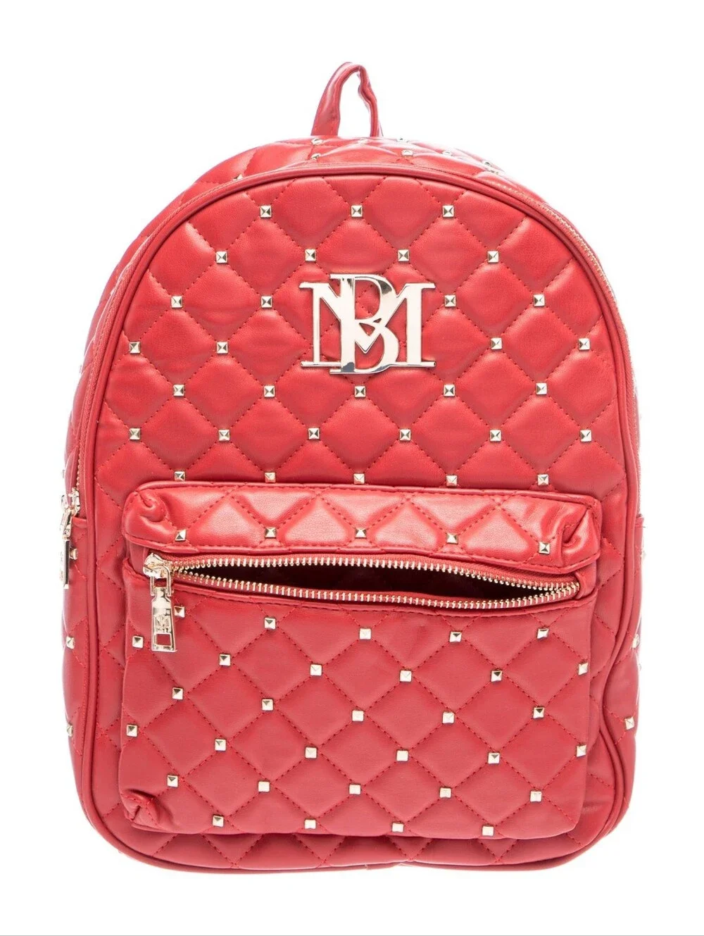 Badgley Mischka quilted vegan leather backpack featuring gold studded accents